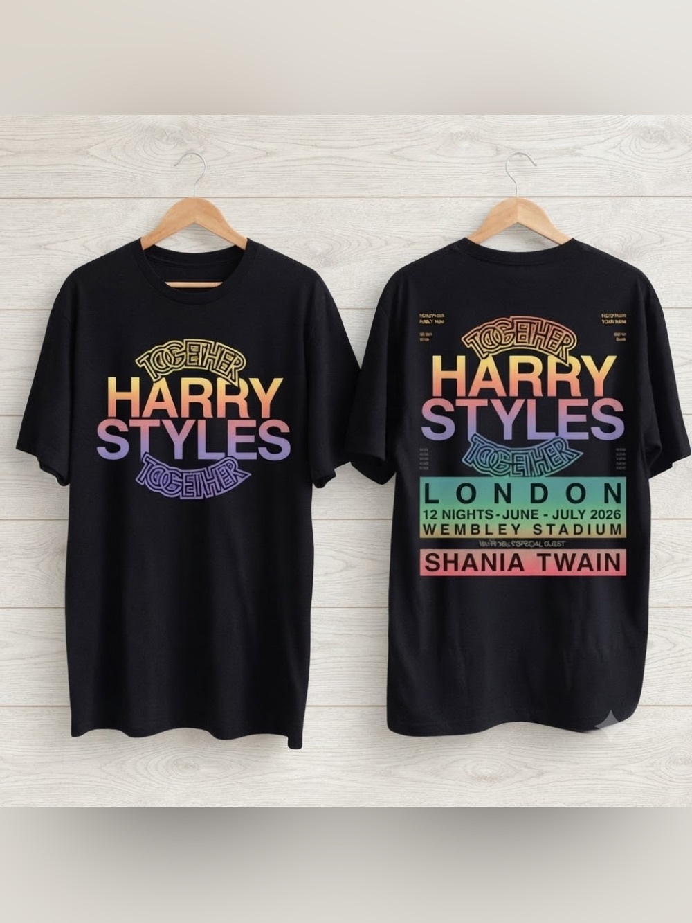 Harry Styles Together London Wembley Stadium Shania Twain Vintage Black T-Shirt
